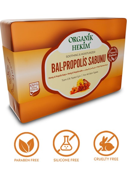 Propolisli Bal Sabunu B-3, Vitamin-B5 Etkili Ballı Şeffaf Sabun B Vitaminli 140 Gram