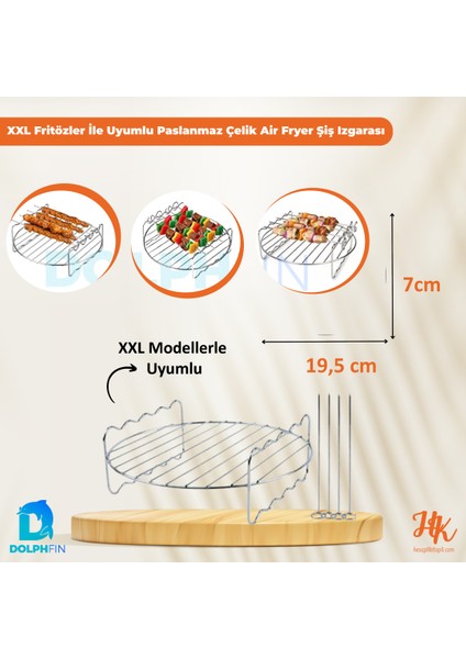 Xxl Fritözler İle Uyumlu Paslanmaz Çelik Air Fryer Şiş Izgarası