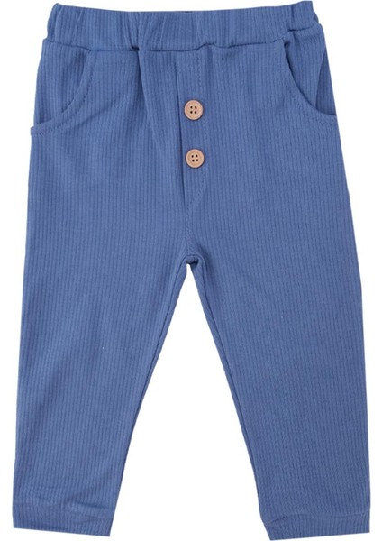 Unisex Bebek Bel Lastikli Raporlu Cepli Tek Alt Eşofman Altı