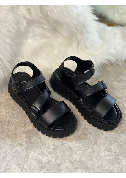 Günlük Kadın Sandalet Ayarlanabilir Tokalı Yüksek Kalın Topuklu Tırtıklı Tabanlı Bantlı 269 fiyatları