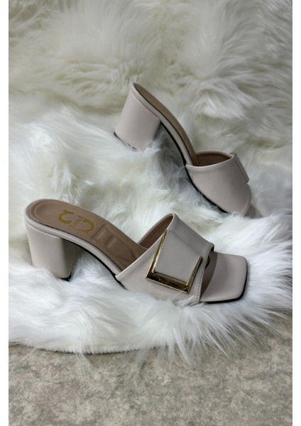 Günlük Kadın Terlik Tokalı Kalın Topuklu Bantlı Küt Burunlu Rahat Yumuşak Taban 219 fiyatları