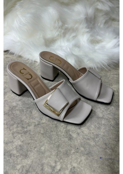 Günlük Kadın Terlik Tokalı Kalın Topuklu Bantlı Küt Burunlu Rahat Yumuşak Taban 219 modelleri