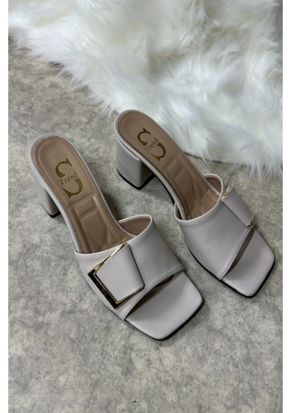 Günlük Kadın Terlik Tokalı Kalın Topuklu Bantlı Küt Burunlu Rahat Yumuşak Taban 219 fırsatları