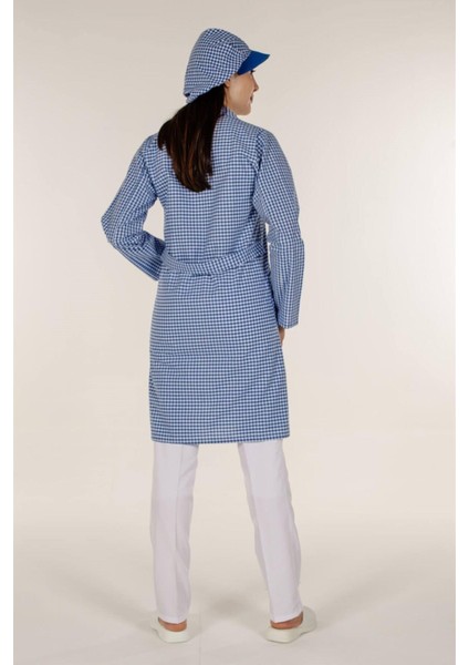 Mavi Pötikare Kadın Iş Önlük Açık Yaka fırsatları