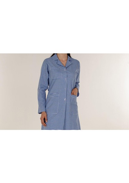 Mavi Pötikare Kadın Iş Önlük Açık Yaka indirimleri