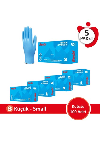 Nitril Strong Pudrasız Muayene Eldiveni - 5 Paket (100'lük Kutu)