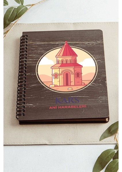 Kars Ani Harabeleri Şehir Tasarım Ahşap Kapaklı Defter Kraft Kağıt Özel Tasarım fiyatları