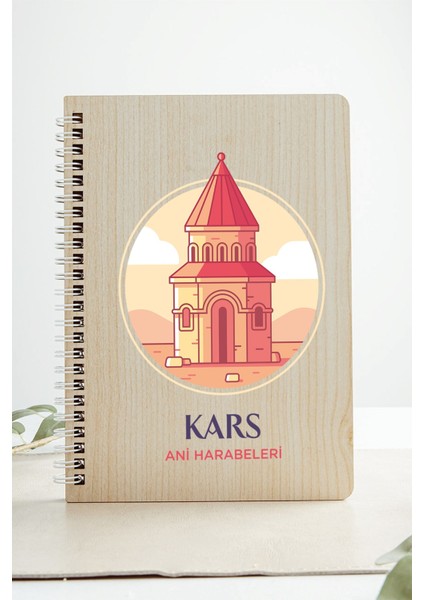 Kars Ani Harabeleri Şehir Tasarım Ahşap Kapaklı Defter Kraft Kağıt Özel Tasarım