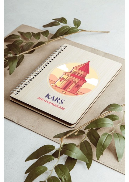 Kars Ani Harabeleri Şehir Tasarım Ahşap Kapaklı Defter Kraft Kağıt Özel Tasarım indirimleri