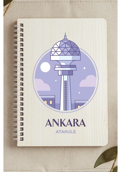 Ankara Ata Kule Şehir Tasarım Ahşap Kapaklı Defter Kraft Kağıt Özel Tasarım fırsatları