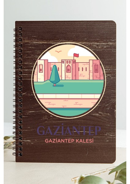 Gaziantep Gaziantep Kalesi Şehir Tasarım Ahşap Kapaklı Defter Kraft Kağıt Özel Tasarım