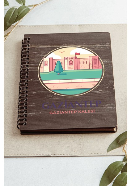 Gaziantep Gaziantep Kalesi Şehir Tasarım Ahşap Kapaklı Defter Kraft Kağıt Özel Tasarım fiyatları