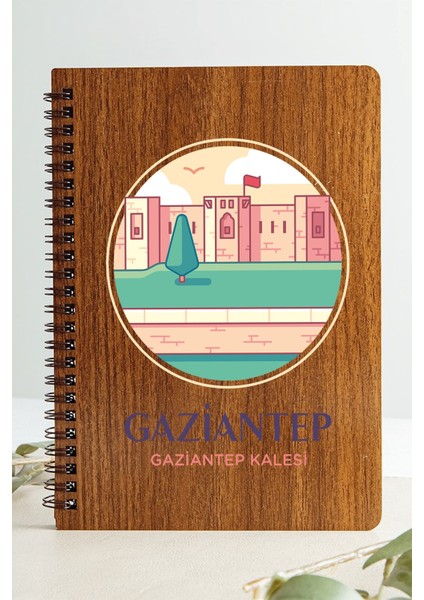Gaziantep Gaziantep Kalesi Şehir Tasarım Ahşap Kapaklı Defter Kraft Kağıt Özel Tasarım