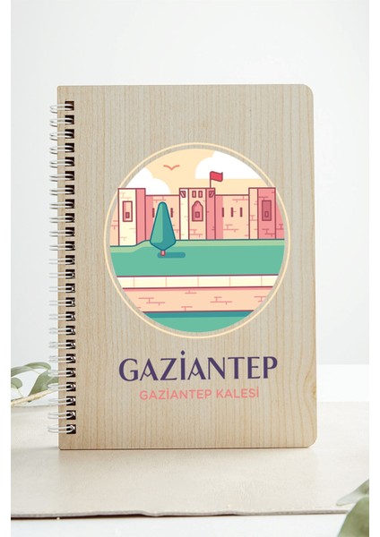 Gaziantep Gaziantep Kalesi Şehir Tasarım Ahşap Kapaklı Defter Kraft Kağıt Özel Tasarım