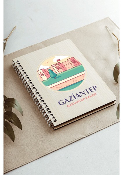 Gaziantep Gaziantep Kalesi Şehir Tasarım Ahşap Kapaklı Defter Kraft Kağıt Özel Tasarım modelleri