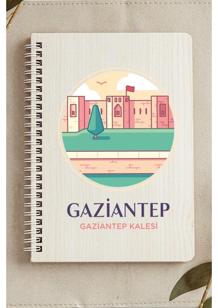 Gaziantep Gaziantep Kalesi Şehir Tasarım Ahşap Kapaklı Defter Kraft Kağıt Özel Tasarım indirimleri