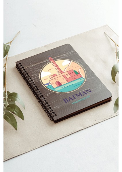 Batman Hasankeyf Şehir Tasarım Ahşap Kapaklı Defter Kraft Kağıt Özel Tasarım