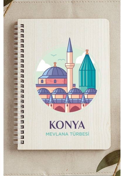 Konya Mevlana Türbesi Şehir Tasarım Ahşap Kapaklı Defter Kraft Kağıt Özel Tasarım fiyatları