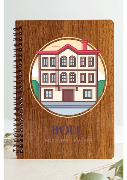Bolu Mudurnu Evleri Şehir Tasarım Ahşap Kapaklı Defter Kraft Kağıt Özel Tasarım