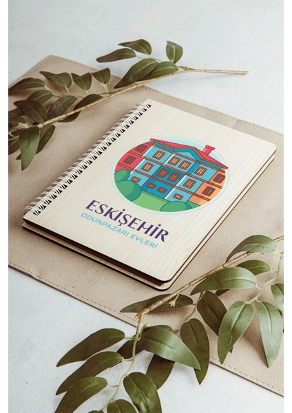 Eskişehir Odunpazarı Evleri Şehir Tasarım Ahşap Kapaklı Defter Kraft Kağıt Özel Tasarım fırsatları