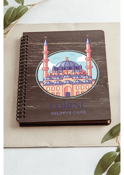 Edirne Selimiye Camii Şehir Tasarım Ahşap Kapaklı Defter Kraft Kağıt Özel Tasarım