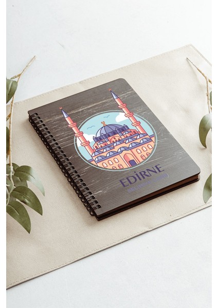 Edirne Selimiye Camii Şehir Tasarım Ahşap Kapaklı Defter Kraft Kağıt Özel Tasarım