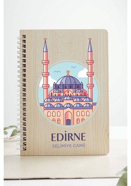Edirne Selimiye Camii Şehir Tasarım Ahşap Kapaklı Defter Kraft Kağıt Özel Tasarım