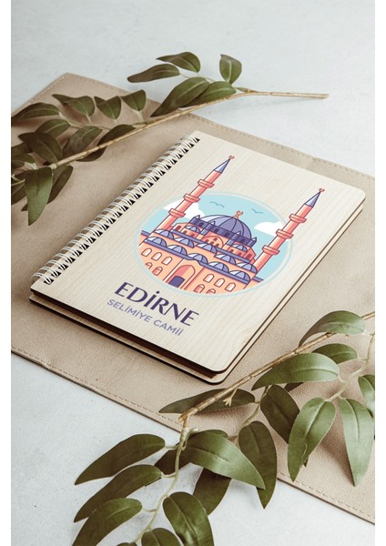 Edirne Selimiye Camii Şehir Tasarım Ahşap Kapaklı Defter Kraft Kağıt Özel Tasarım