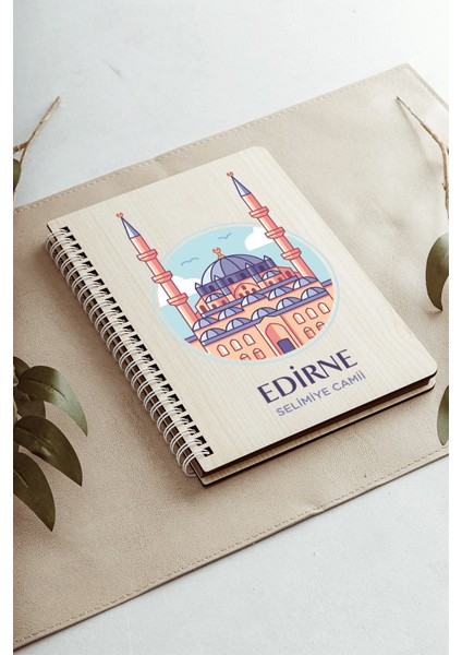 Edirne Selimiye Camii Şehir Tasarım Ahşap Kapaklı Defter Kraft Kağıt Özel Tasarım