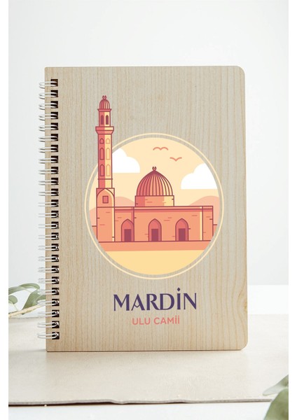 Mardin Ulu Camii Şehir Tasarım Ahşap Kapaklı Defter Kraft Kağıt Özel Tasarım