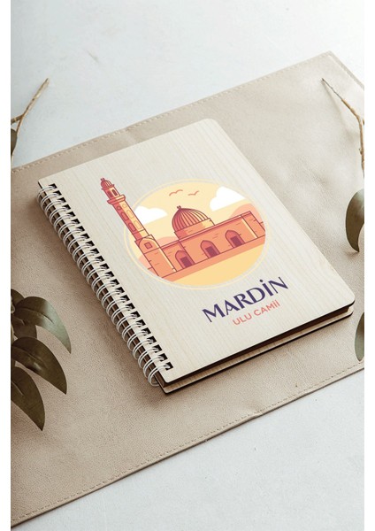 Mardin Ulu Camii Şehir Tasarım Ahşap Kapaklı Defter Kraft Kağıt Özel Tasarım modelleri