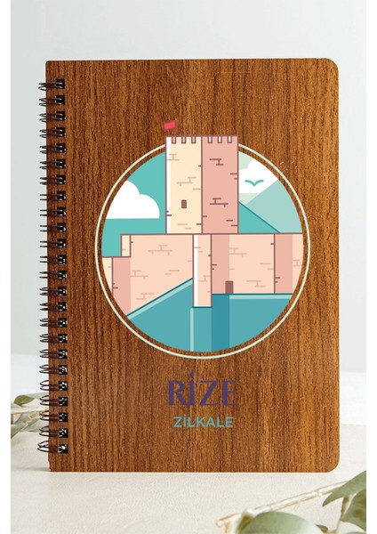Rize Zilkale Şehir Tasarım Ahşap Kapaklı Defter Kraft Kağıt Özel Tasarım