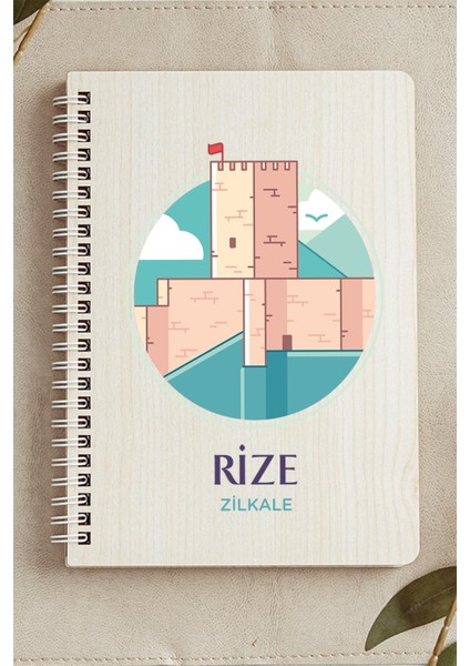 Rize Zilkale Şehir Tasarım Ahşap Kapaklı Defter Kraft Kağıt Özel Tasarım fiyatları