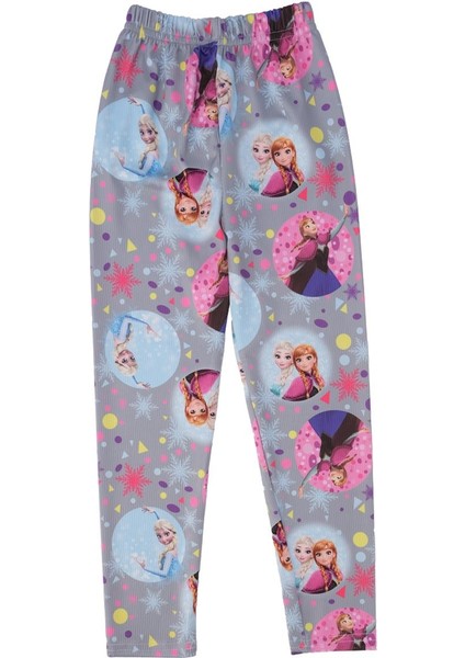 Kız Çocuk Beli Lastikli Dijital Baskılı Elsa Tayt