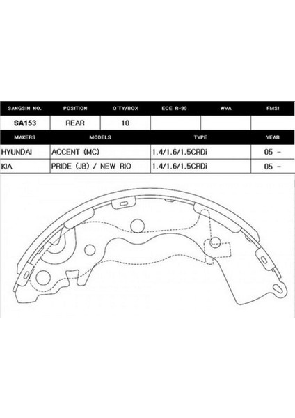 Arka Pabuç Balata Accent Era-Accent Sedan-Rio 05 1.4gl-1.6gls-1.5crdi Gls Abs Siz GS8766 18051