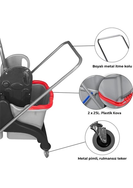 Çift Kovalı Temizlik Seti Plastik CKS3225