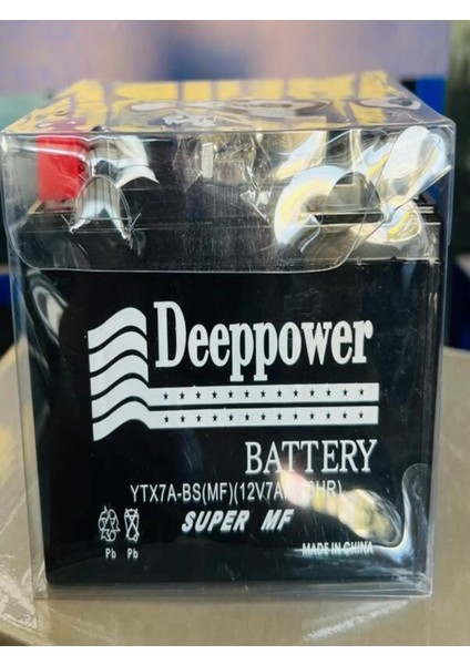 Deep Power 12V 7 Amper ( Ytx 7A-BS ) Yatık Deeppower Motorsiklet Aküsü