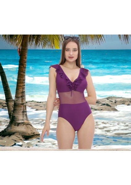 Düz Tüllü Geniş Askılı Yeni Mayo