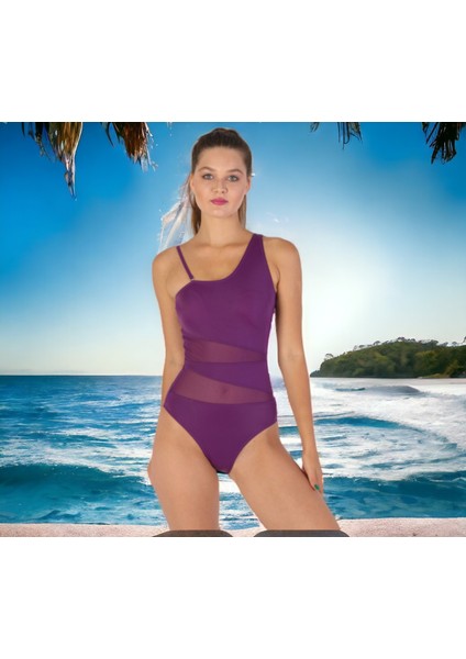 Düz Tüllü Geniş Askılı Yeni Mayo