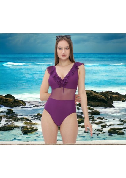 Düz Tüllü Geniş Askılı Yeni Mayo