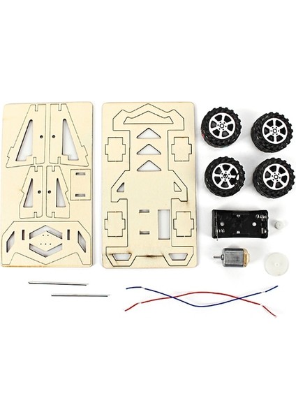 Hallow-Ahşap Yarış Araba Dıy Kiti Çocuk Oyuncak Dıy Kiti Elektrikli,ahşap Rengi (Yurt Dışından)