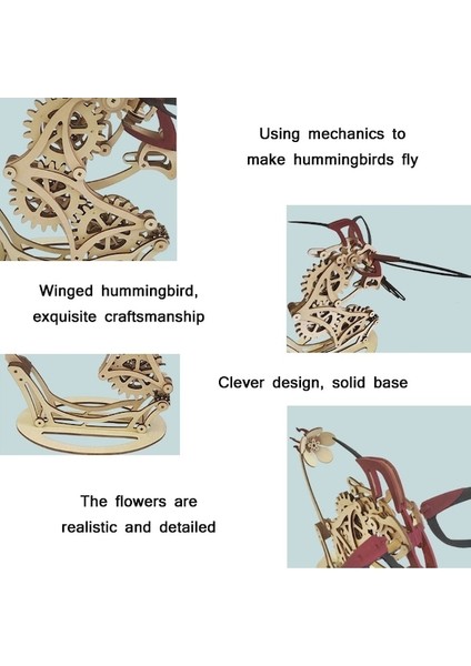 3D Ahşap Mekanik Sinek Kuşu Elle Monte Edilmiş Bulmaca Modeli (Yurt Dışından)
