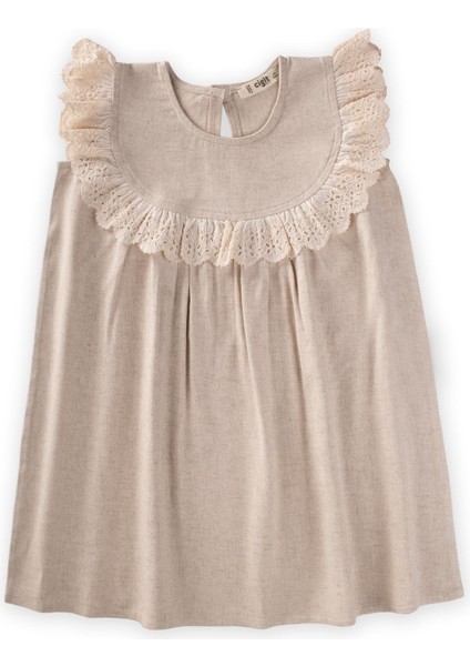 Robadan Dantelli Keten Bluz 2-7 Yaş Naturel fiyatları