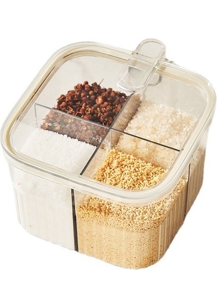 Mutfak Basmalı Tip Baharat Kutusu, Mühürlü, Neme Dayanıklı, Tuzlu, Msg Baharatı, Dört Parçalı Baharat Kavanozu (Yurt Dışından)