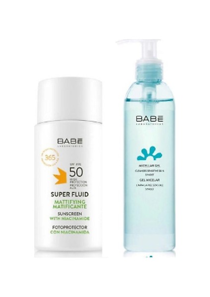 Super Fluid Matificante Matifiant SPF50 Suya Dayanıklı Güneş Kremi 50 ml & Micellar Jel 90 ml