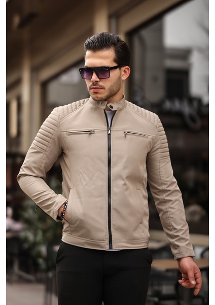 Erkek Krem Su ve Rüzgar Geçirmez Slim Fit Astarlı Mevsimlik Mont fiyatları