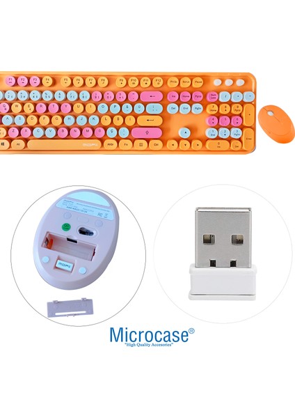 Mofii Sweet Serisi Renkli Kablosuz Klavye Mouse Set Türkçe AL4259