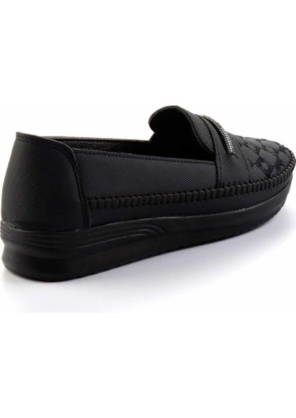 Siyah Platin Taşlı Kadın Loafer Ayakkabı K01621073009 modelleri