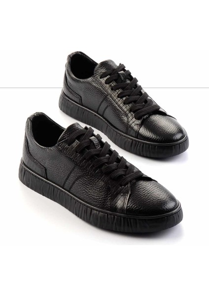 Siyah Floter Hakiki Deri Erkek Sneaker E01323131040
