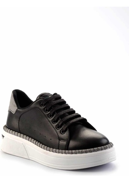 Siyah Platin Simli Kadın Sneaker K01377023609 fiyatları